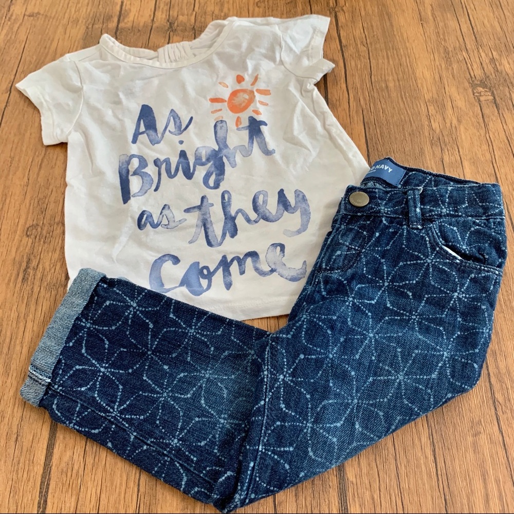 Girls Shirt and Cuffed Boyfriend Jeans